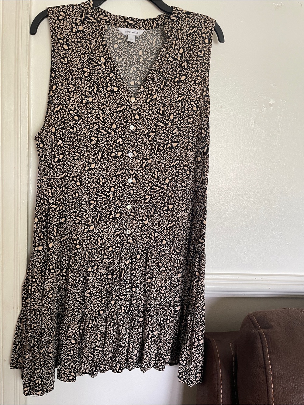 Nine West Black Dress with Cream Floral Print